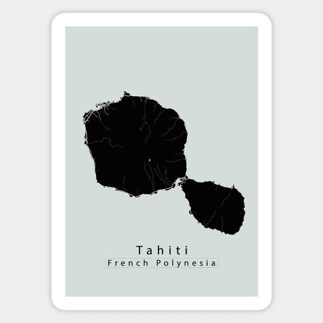 Tahiti French Polynesia Island Map dark Sticker by Robin-Niemczyk